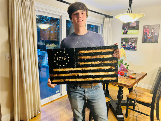 Distressed 1776 American Flag (Medium-Painted w/ Carved 1776 Stars)
